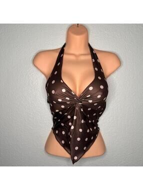 New Brown polka dot halter top